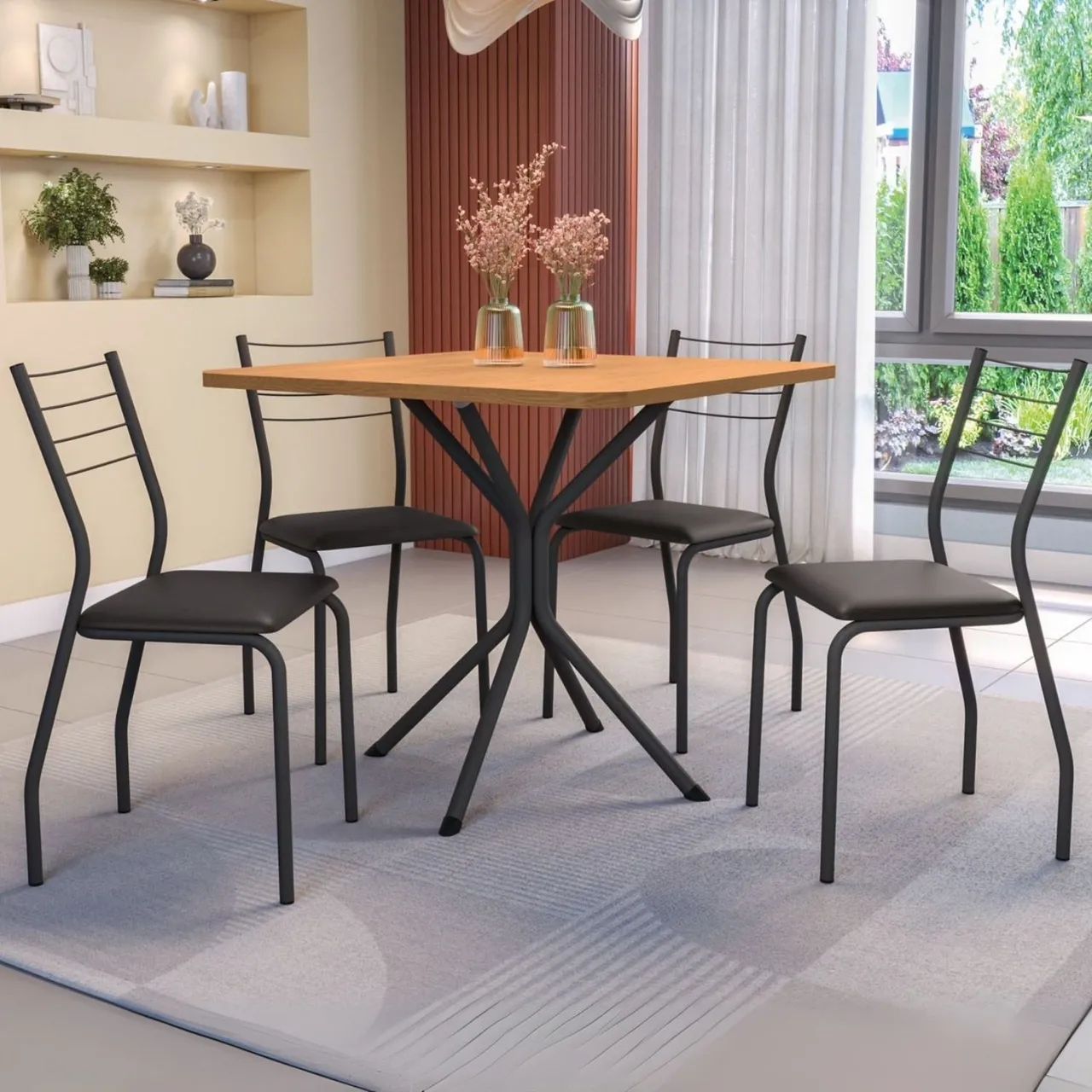 Mesa Creta 0,90 cm com 4 Cadeiras Malta Pronta Entrega 