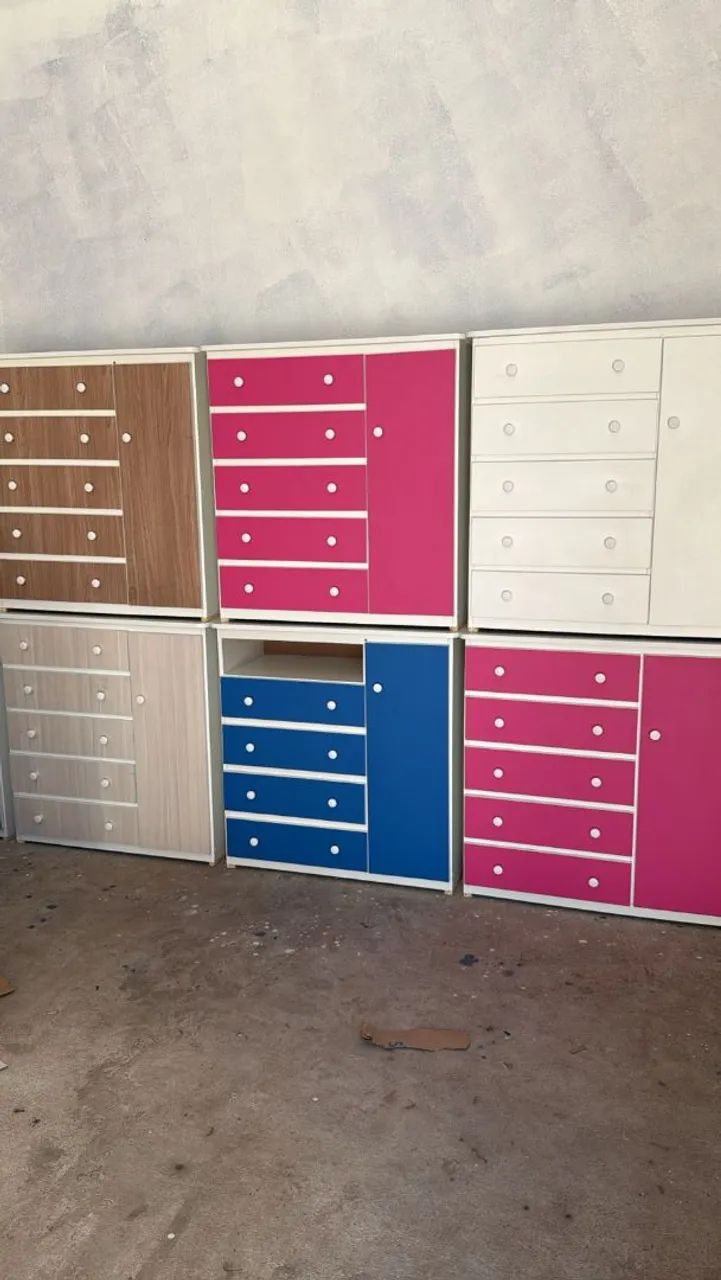 Cômodas Coloridas e Modernas Cômoda Sapateira +5 Gavetas 
