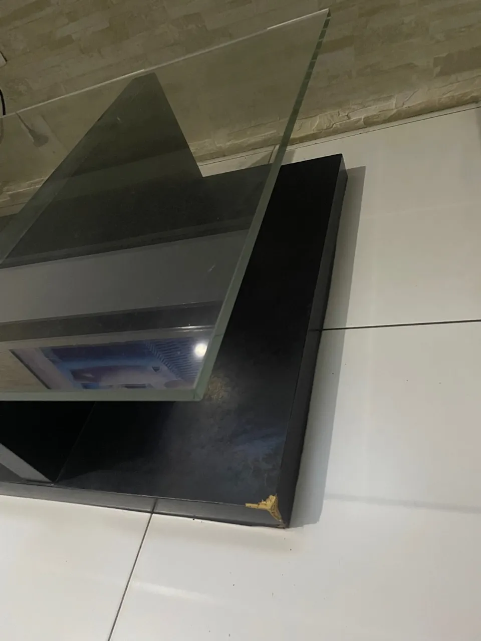 Mesa de Centro de Vidro e Madeira Negra