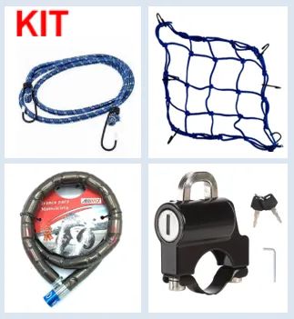 Kit ( Estique + Tela Aranha + Trava Corrente 22 mm + Trava Capacete ) p/ Moto Bike z1034