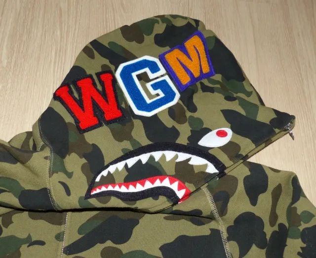 Shark Moletom Bape Replica BAPE Shark Moletom 1st Camo Green WGM