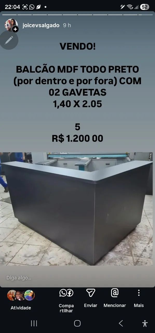 Balcão MDF preto 