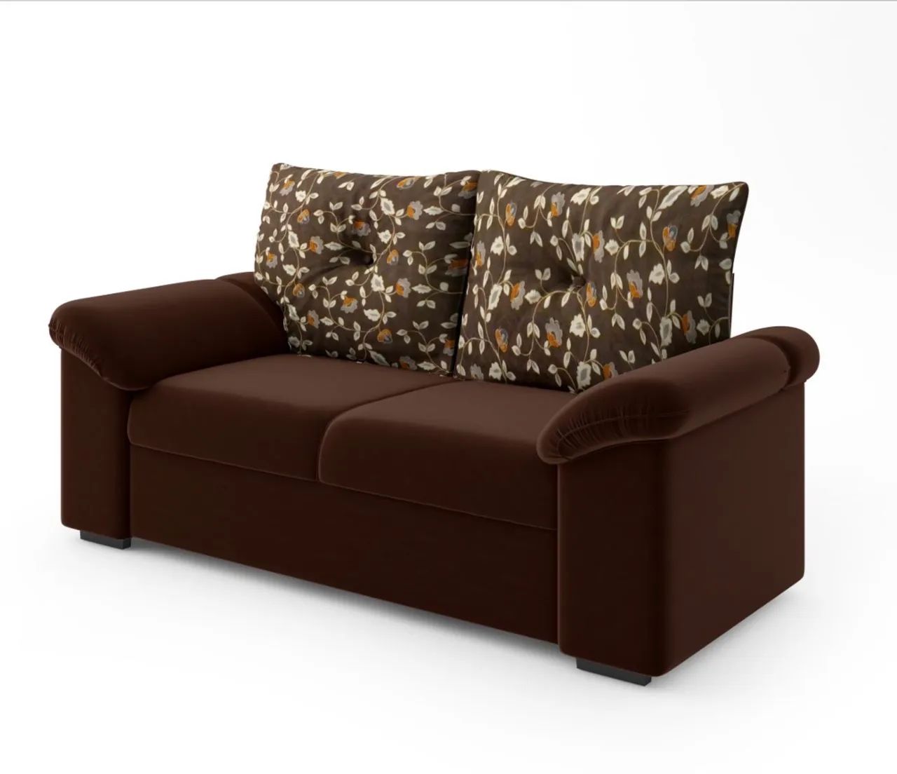 Sofá Marrom 2 Lugares com Fibra de Silicone 