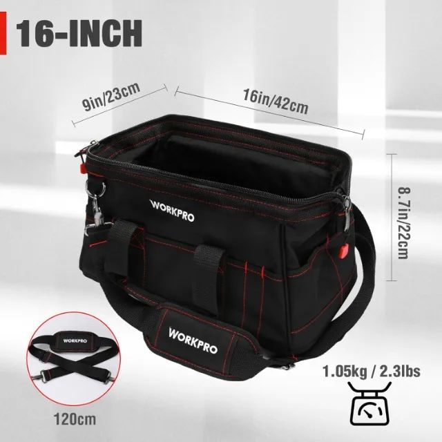 Bolsa Ferramentas Workpro 40,64 cm com base de borracha prova d´água - Foto 2