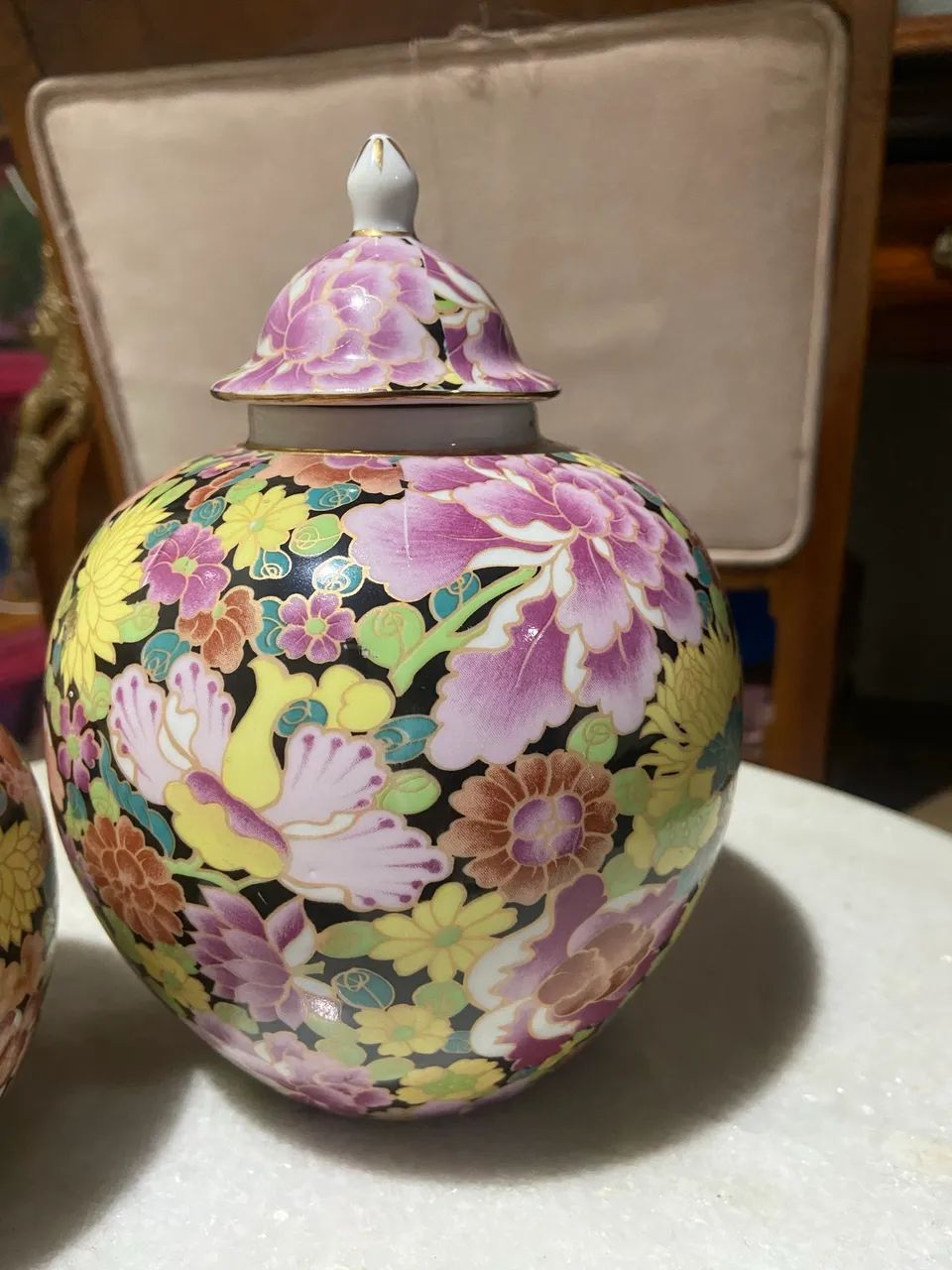 Kit de 3 potiches chineses tema floral - Foto 3