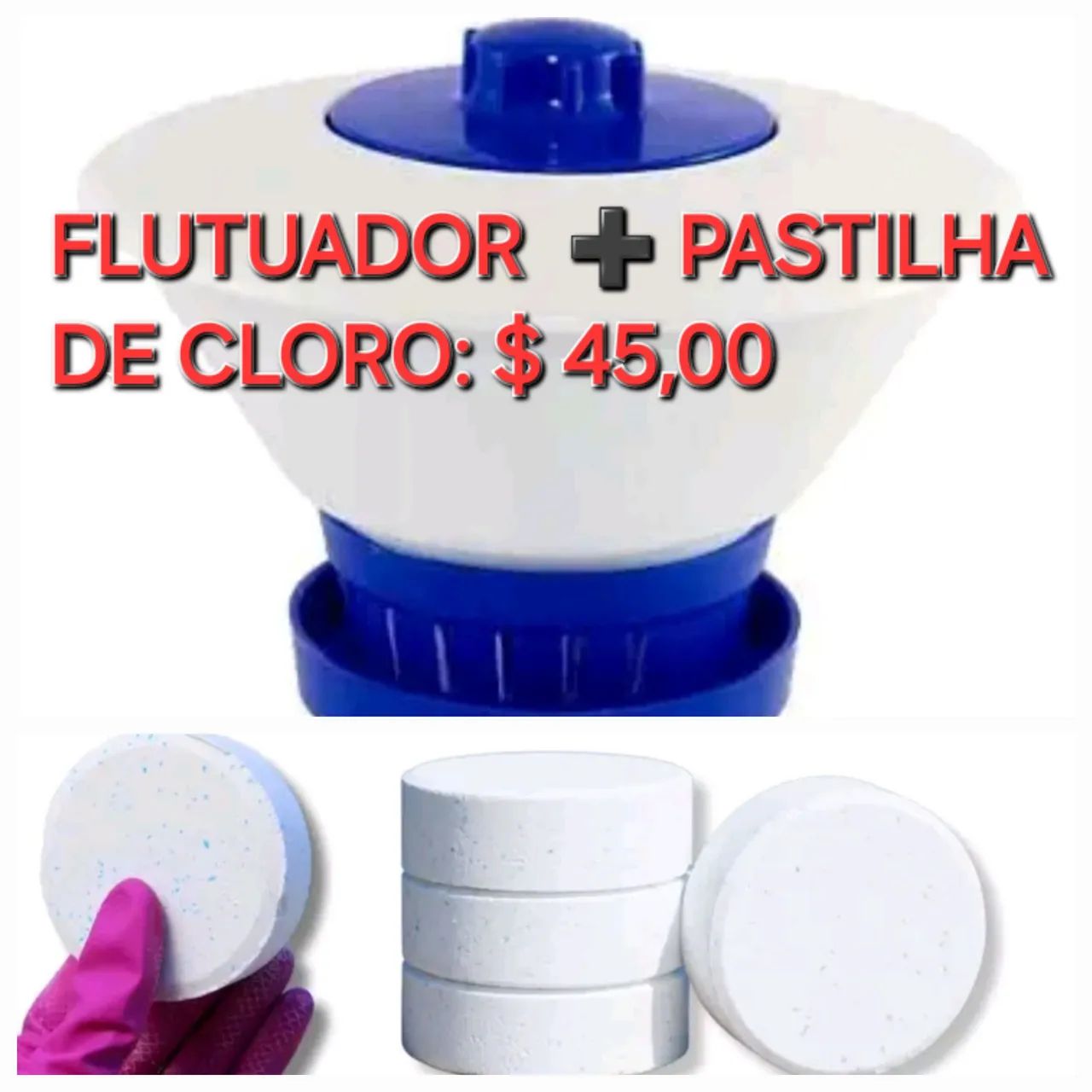 Flutuador + Pastilha de Cloro para Piscina