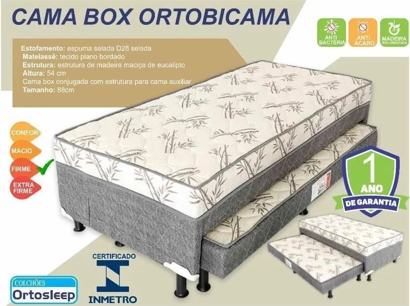 Bicama conjugada com colchão acoplado