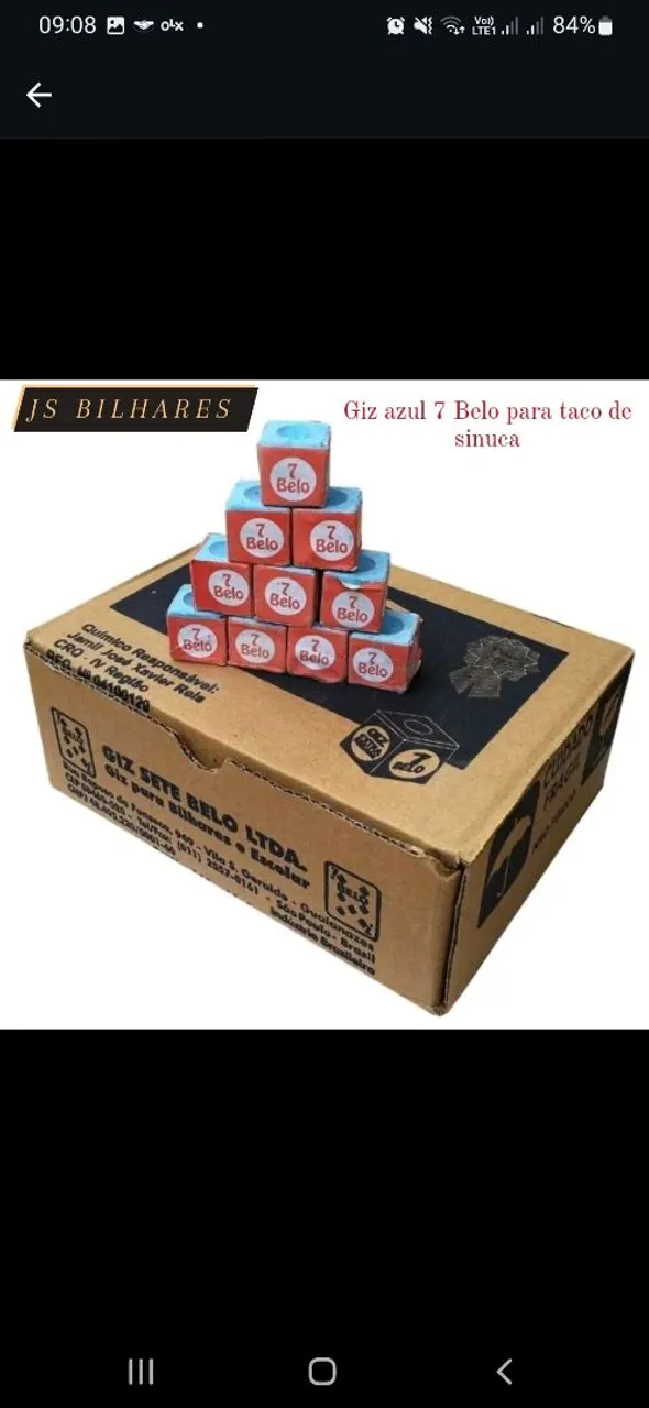 Giz para taco de sinuca bilhar -Sete Belo Azul - 144 unidades