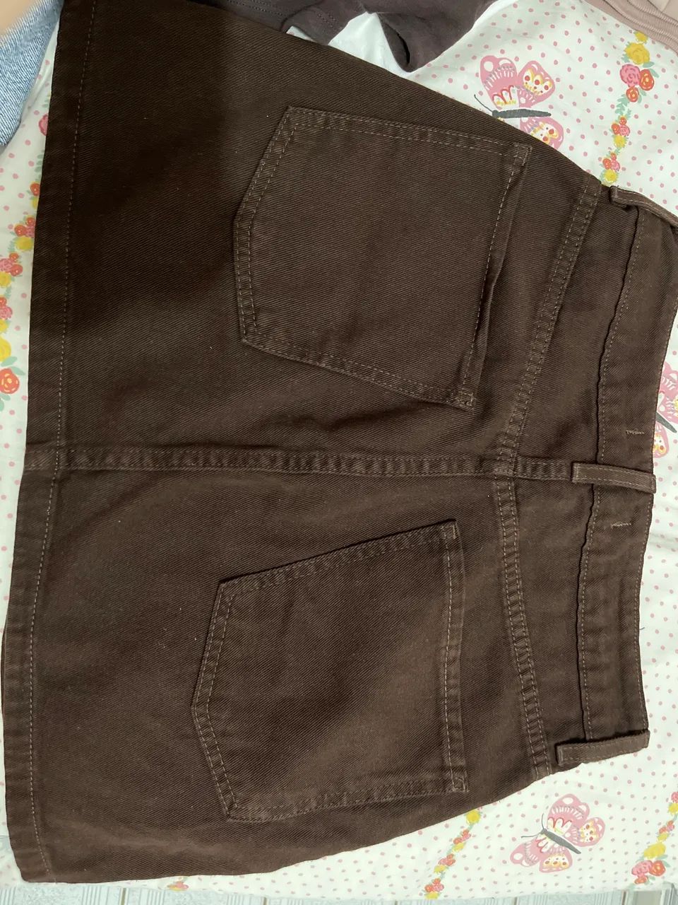 Saia jeans feminina marrom  - Foto 2