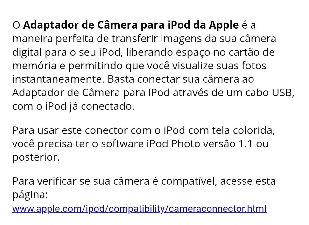 Adaptador de Câmera para iPod da Apple - Foto 3