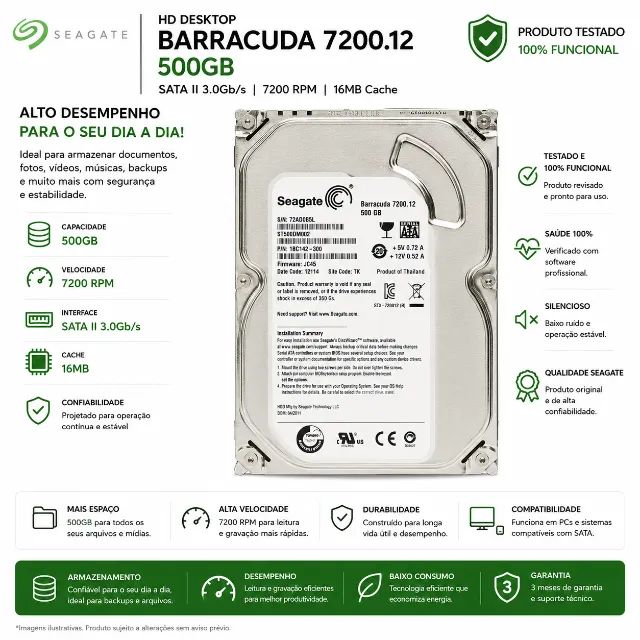 HD SEAGATE 500GB SATA 3.5? 7200RPM ST500DM002