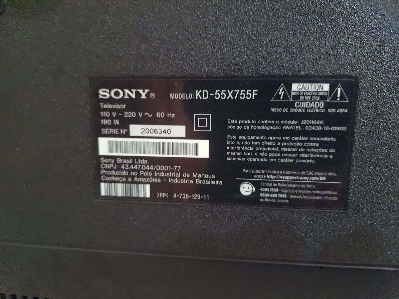 Smart Tv Led 55 Polegadas Sony Kd-55x755F Ultra HD 4K Com Defeito de Tela! - Foto 3
