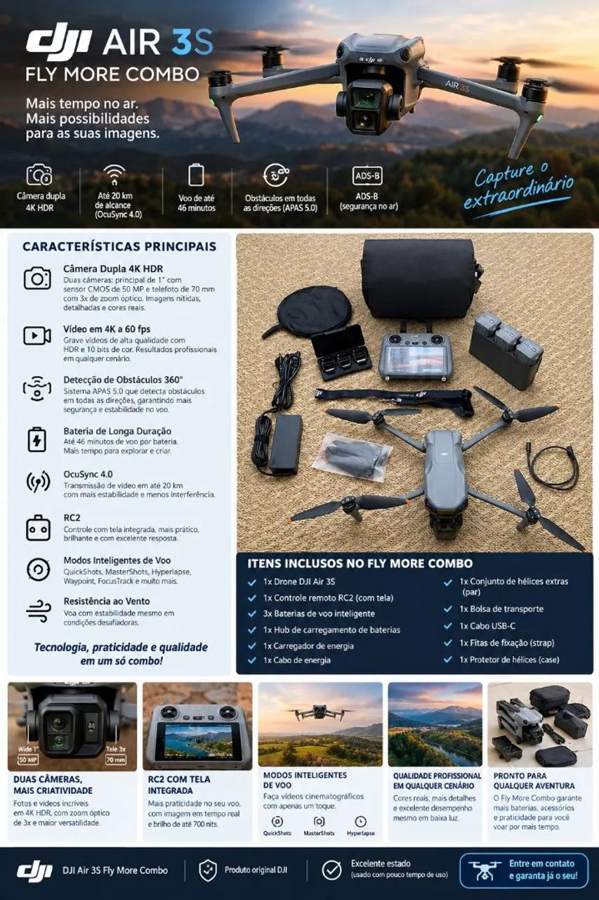 Vende Drone Dji Air 3s Fly More combo