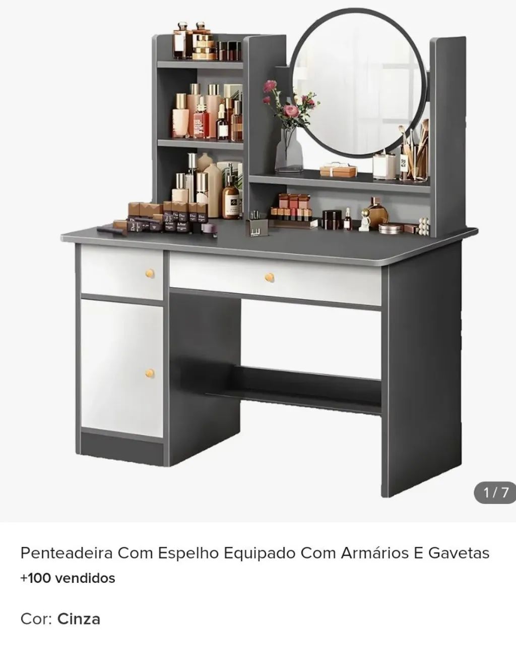 Vendo linda penteadeira nova com cadeira e espelho. Várias divisórias. - Foto 5