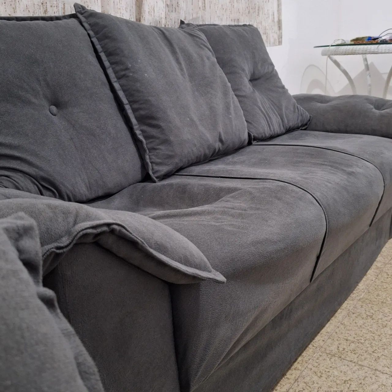 Conjunto de sofás 3 e 2 lugares - Cor cinza - Foto 3