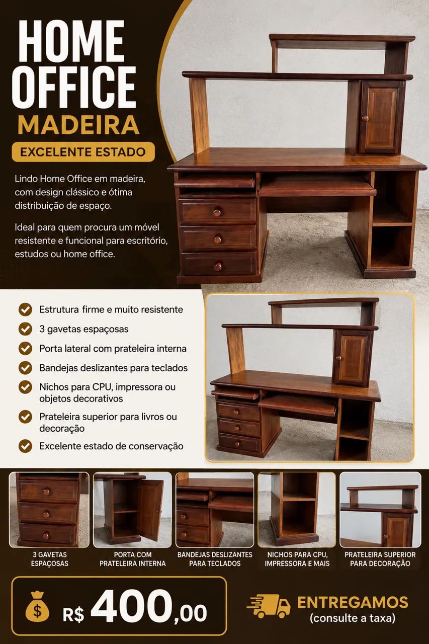 Home Office em madeira 