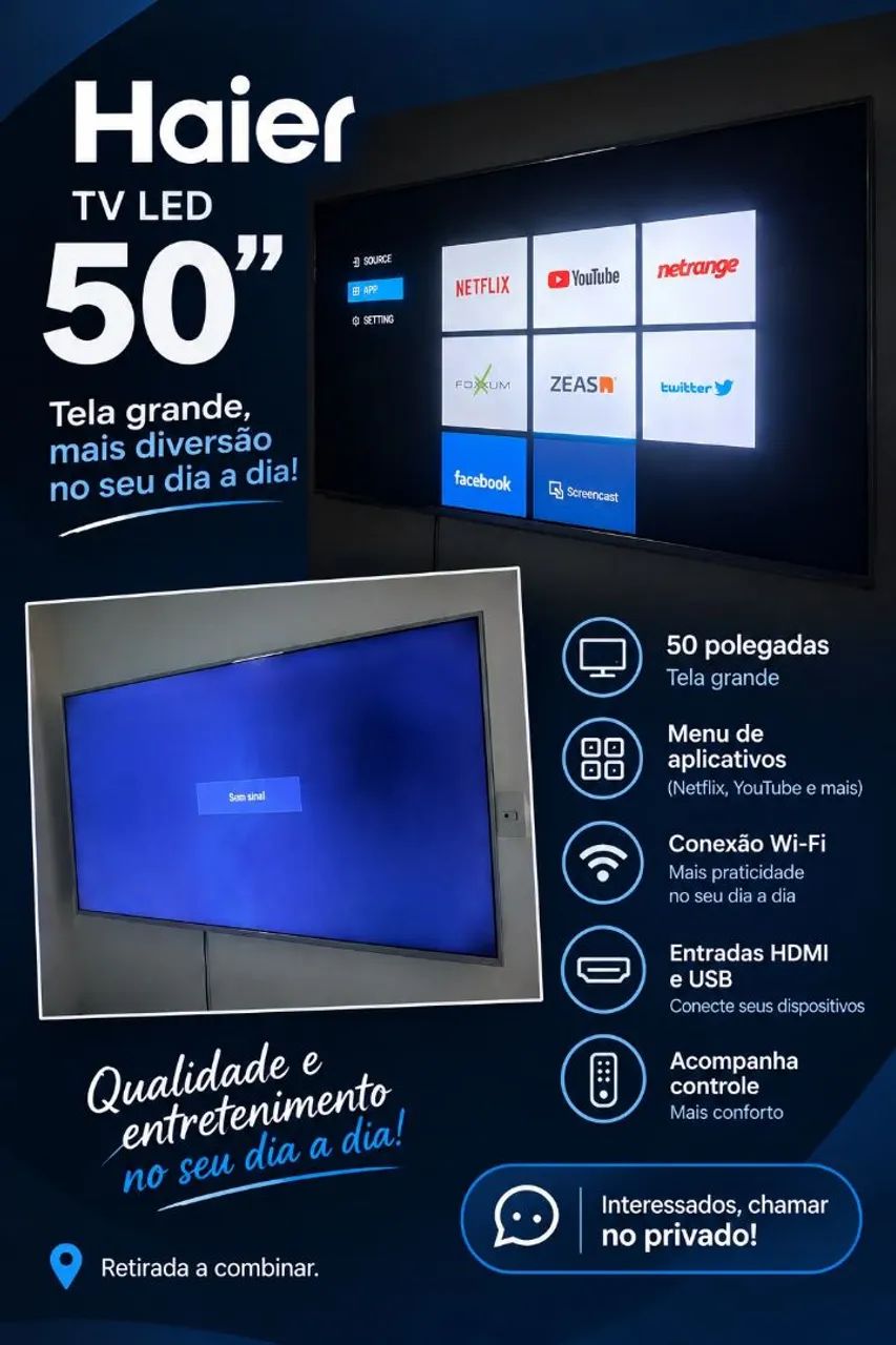 Tv 50 polegadas não é smart