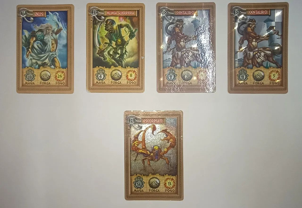 5 Cards coleção Mythomania Elma Chips Original 2008 (2 prateadas e 1 dourada)