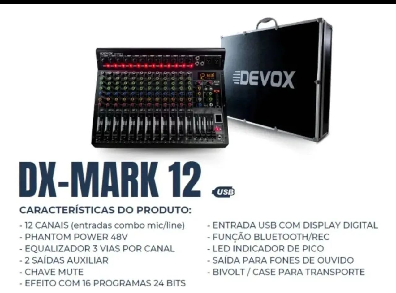 Mesa de Som Devox DX-Mark 12 USB com Bluetooth e Case - Foto 2