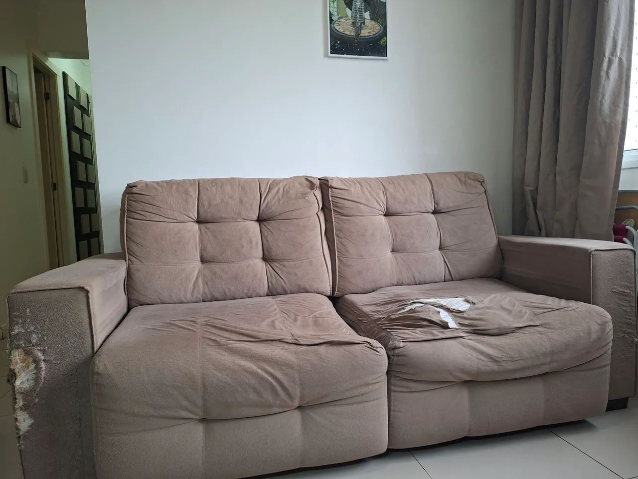 Sofá suede retrátil 
