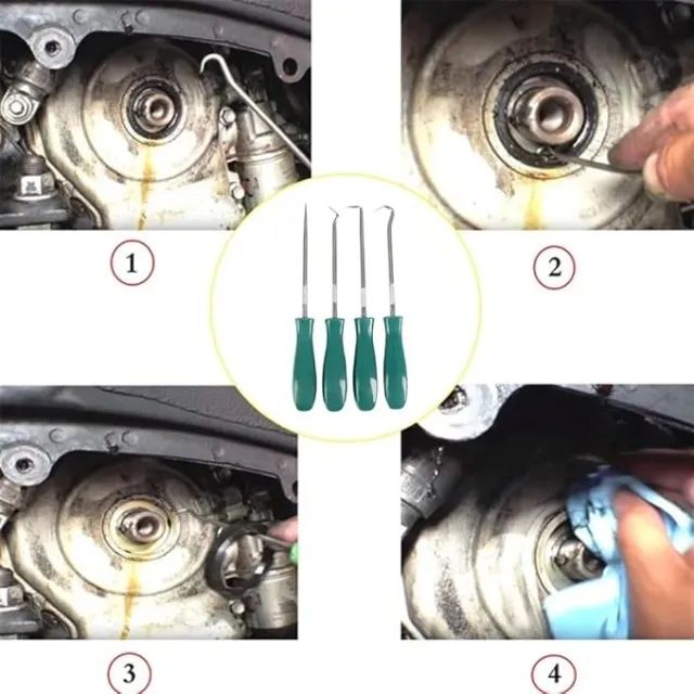 Kit de extrator de vedação de óleo de 4 peças - extrator multiuso + ganchos de vedação  - Foto 3