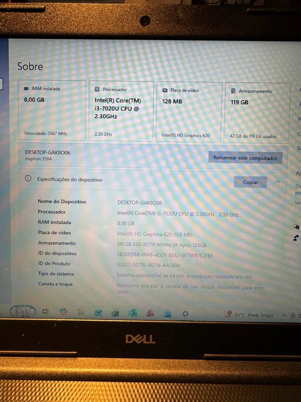 Notebook DELL I3 7ªGen SSD - BARATO!! OPORTUNIDADE!!! - Foto 4