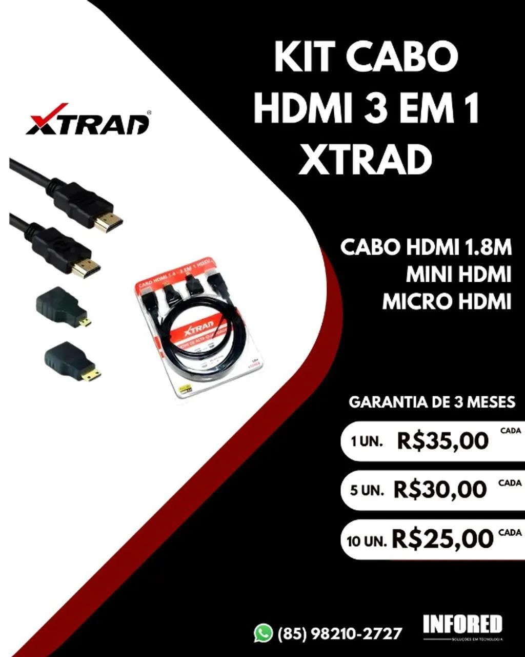 Kit Cabo HDMI 3 em 1 