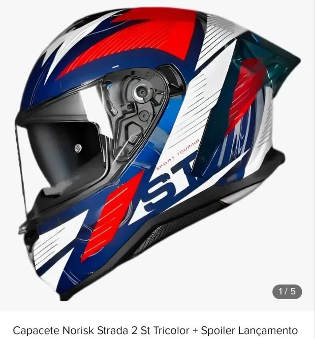 Capacete Norisk Strada 2 Tricolocar - TAM 58 - Com Viseira Solar Interna