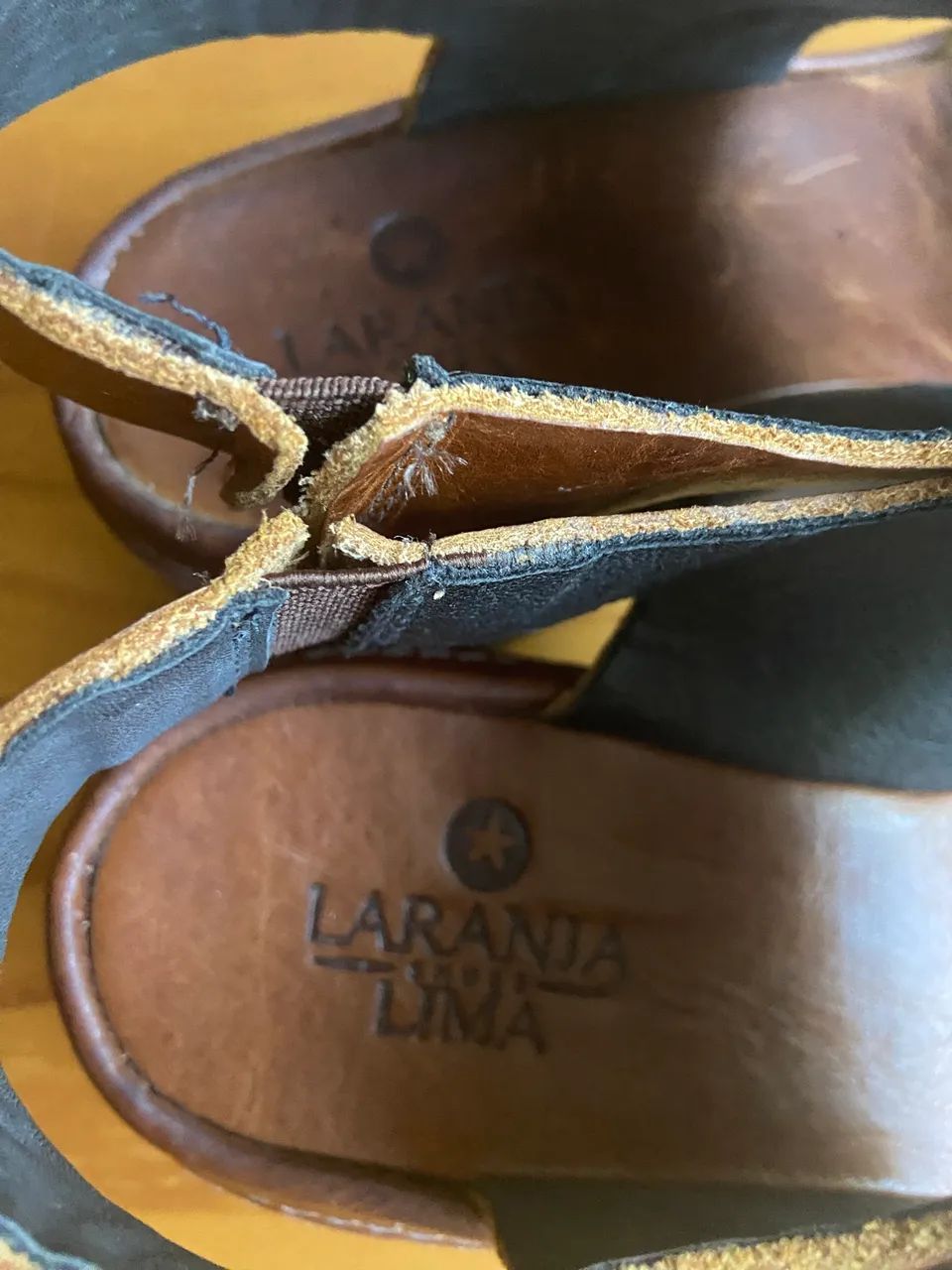 Laranja Lima Couro Bloco Sandálias Nova 37 - Foto 5