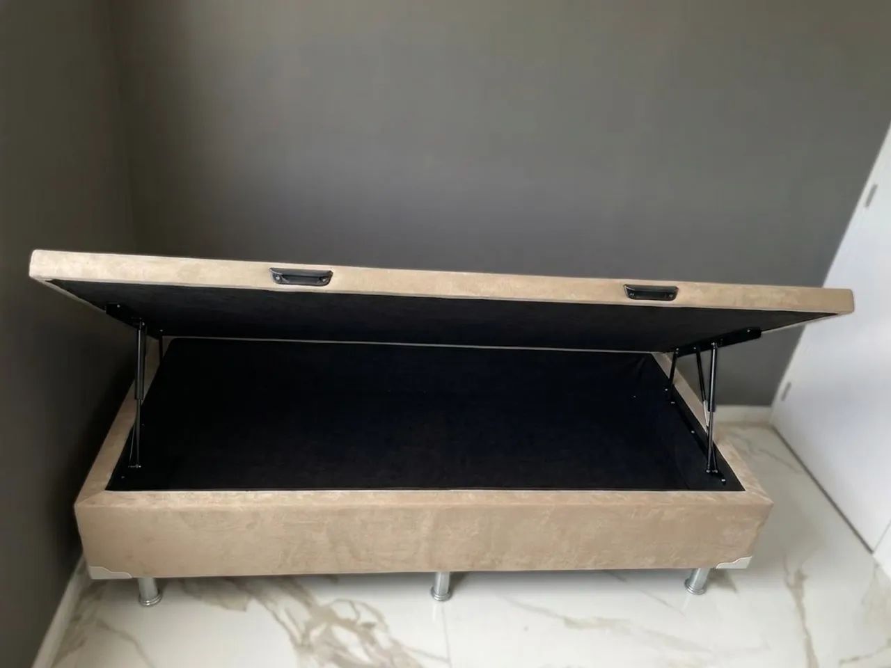 Baú solteiro Bege II suede