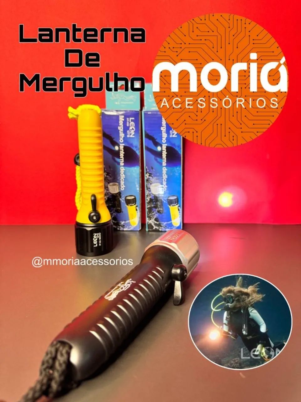 Lanterna de Mergulho Profissional A Prova D'água Alcance de 1.800m65163249330177122
