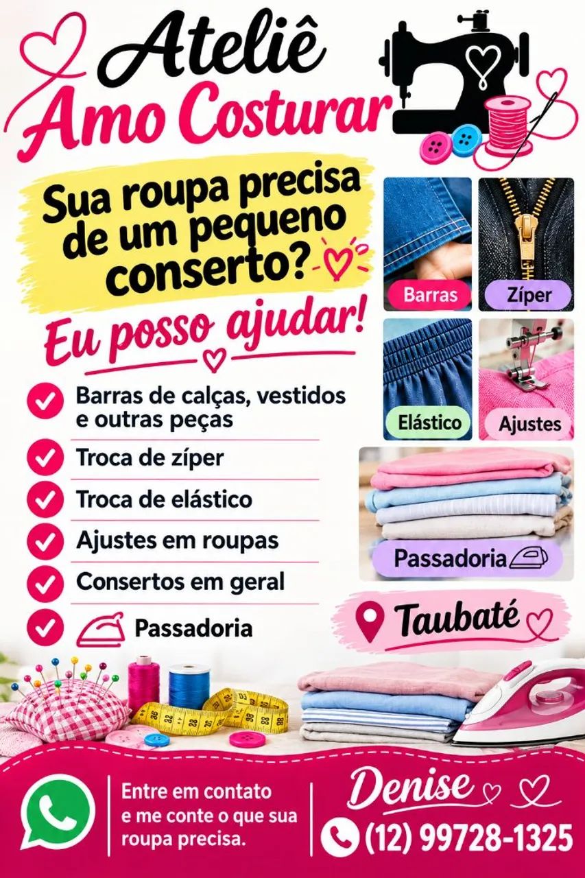 COSTUREIRA E PASSADEIRA EM TAUBATÉ 