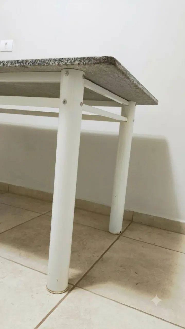 Mesa de Granito 150x80cm - Base de Metal Resistente (Sem Cadeiras) - Foto 3