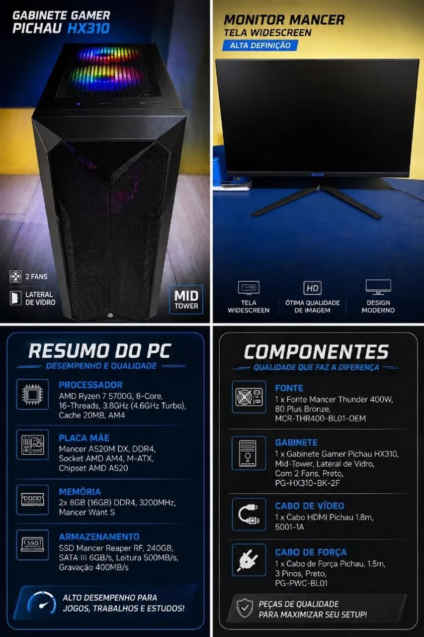 pc gamer ryzen 7  (roda tudo)  - Foto 3