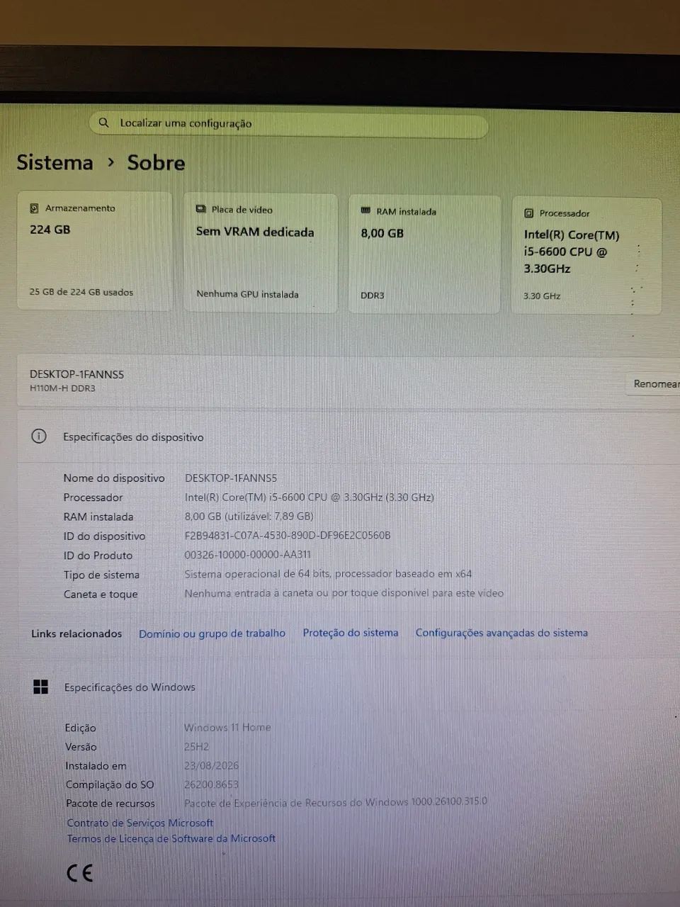 Computador PC com Core i5 6600 - 8GB de RAM - SSD 240GB - Foto 2