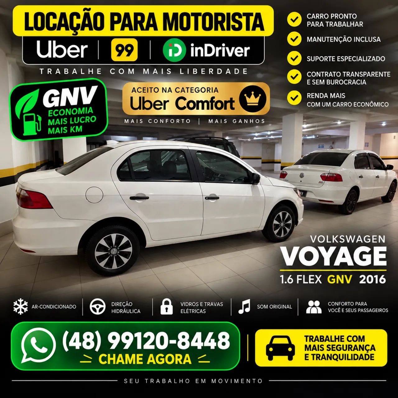 Aluguel motorista Uber 