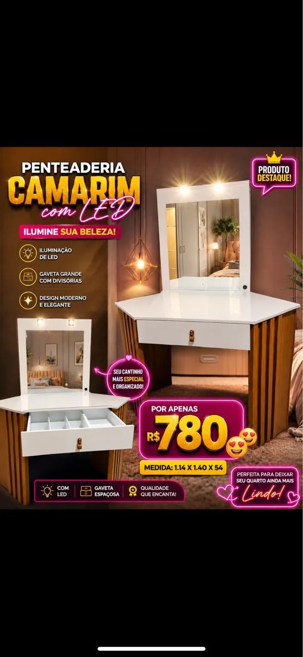 Penteadeira Camarim com Led