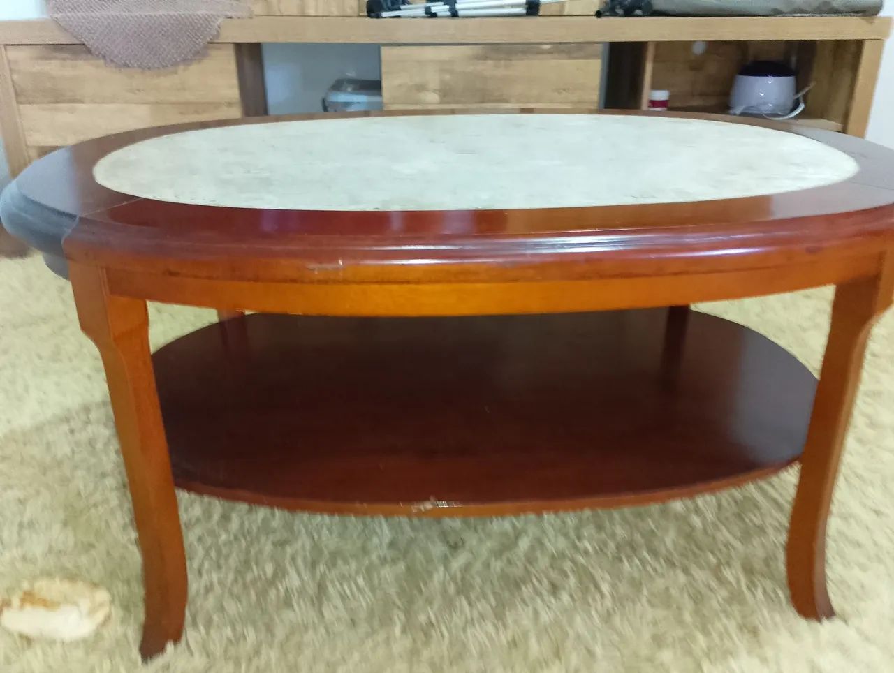 Mesa de centro em madeira e mármore antiga  - Foto 3