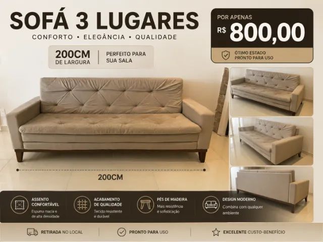 Sofa 3 Lugares 2mt