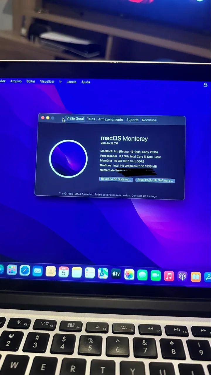 MacBook Pro 2015 13pol /Tela Retina / i7 / 16gb ram / 500ssd