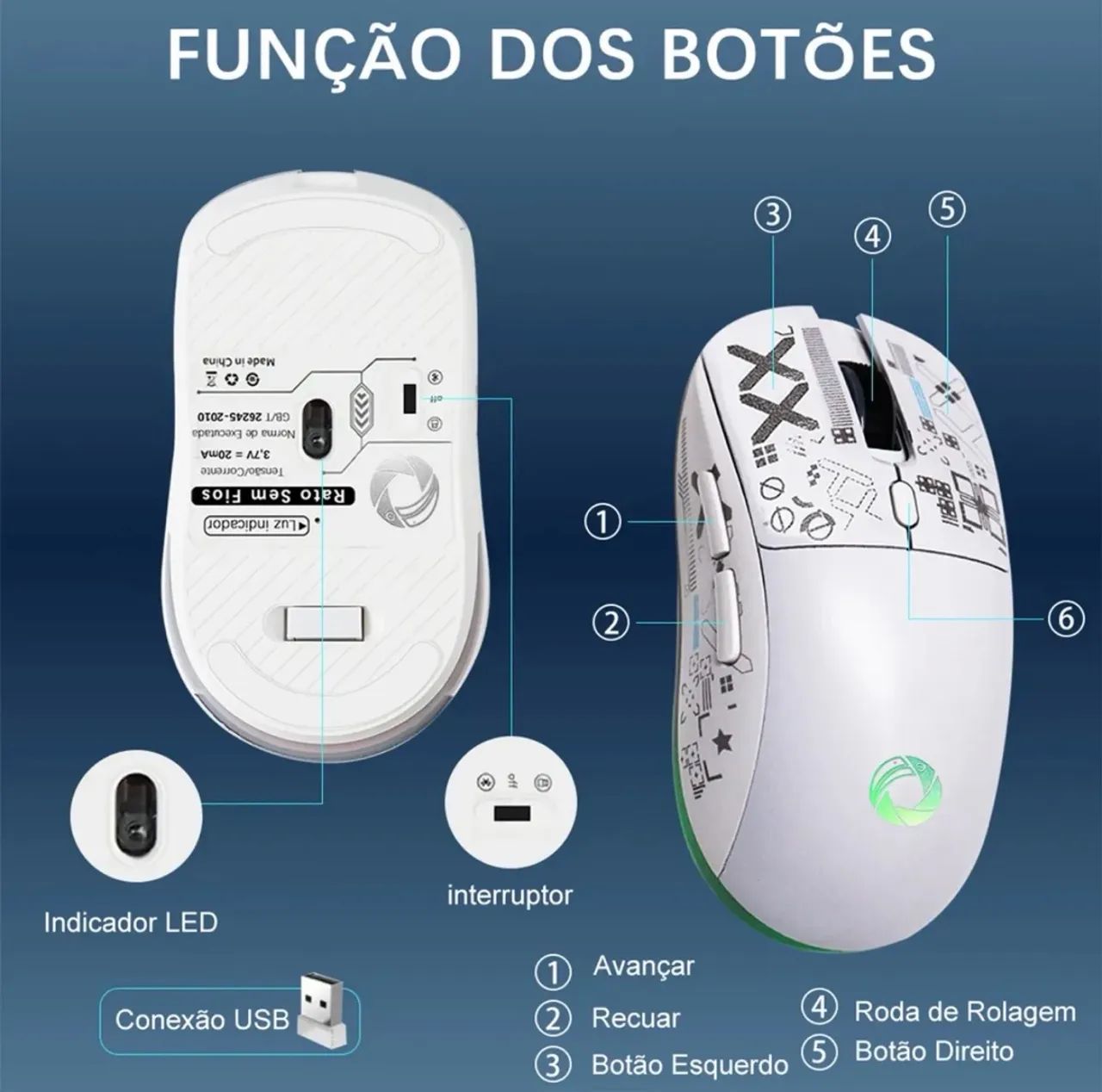 Mouse Gamer Dual-mode 2.4g Bluetooth 1600 Dpi - Foto 3