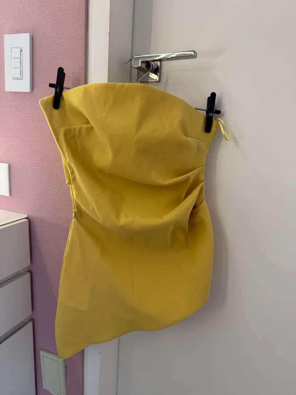 Blusa tomara que caia amarela ZARA