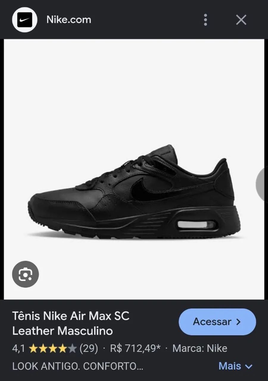 Tênis Nike Air Max SC Black  Couro  - Foto 5