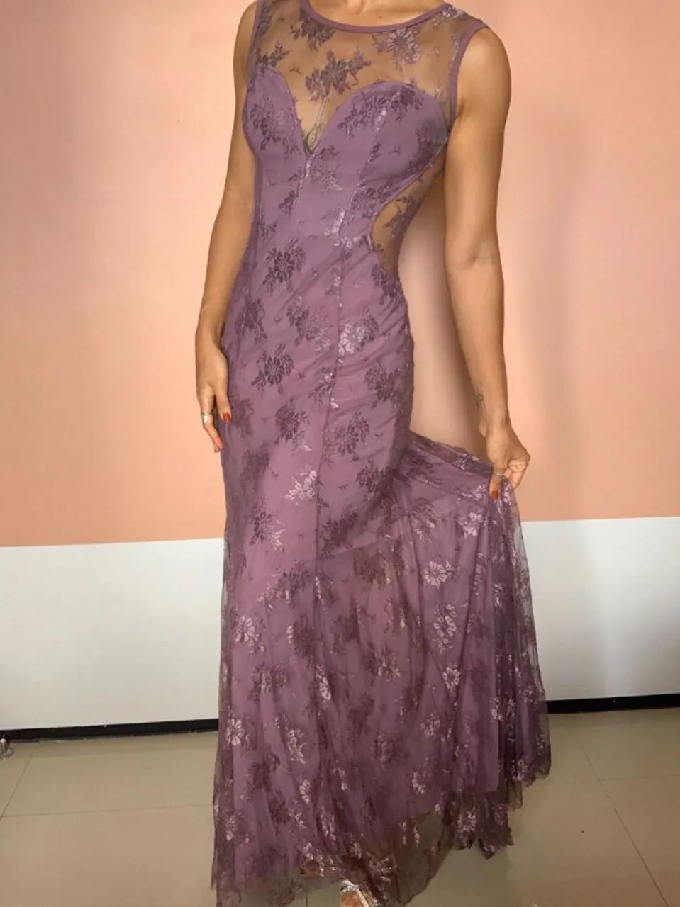 VESTIDO DE FESTA LILÁS ELEGANTE