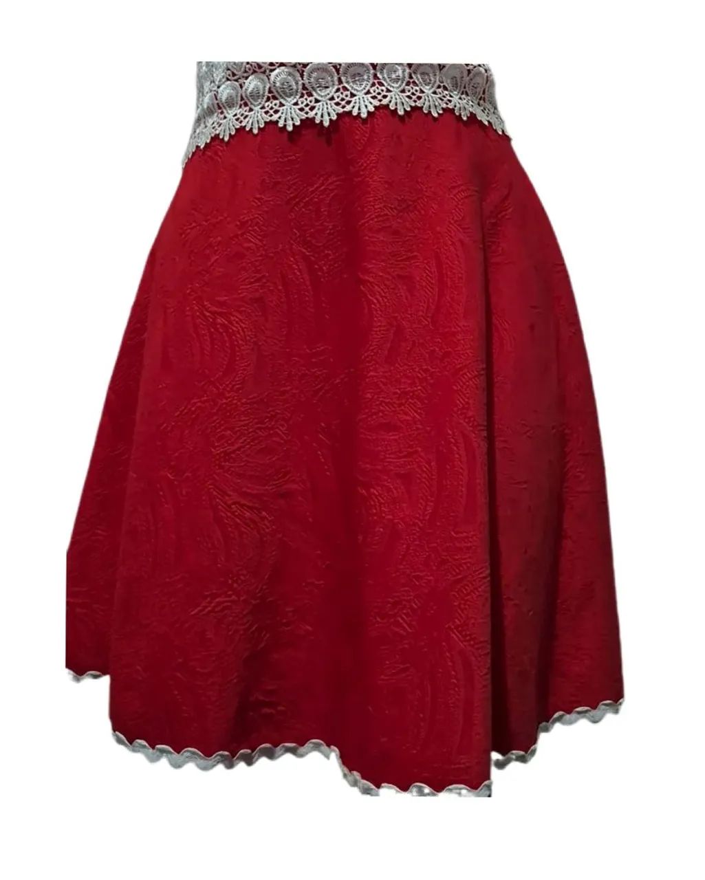 Vestido Vermelho com Renda Branca | Peça Única - Foto 5
