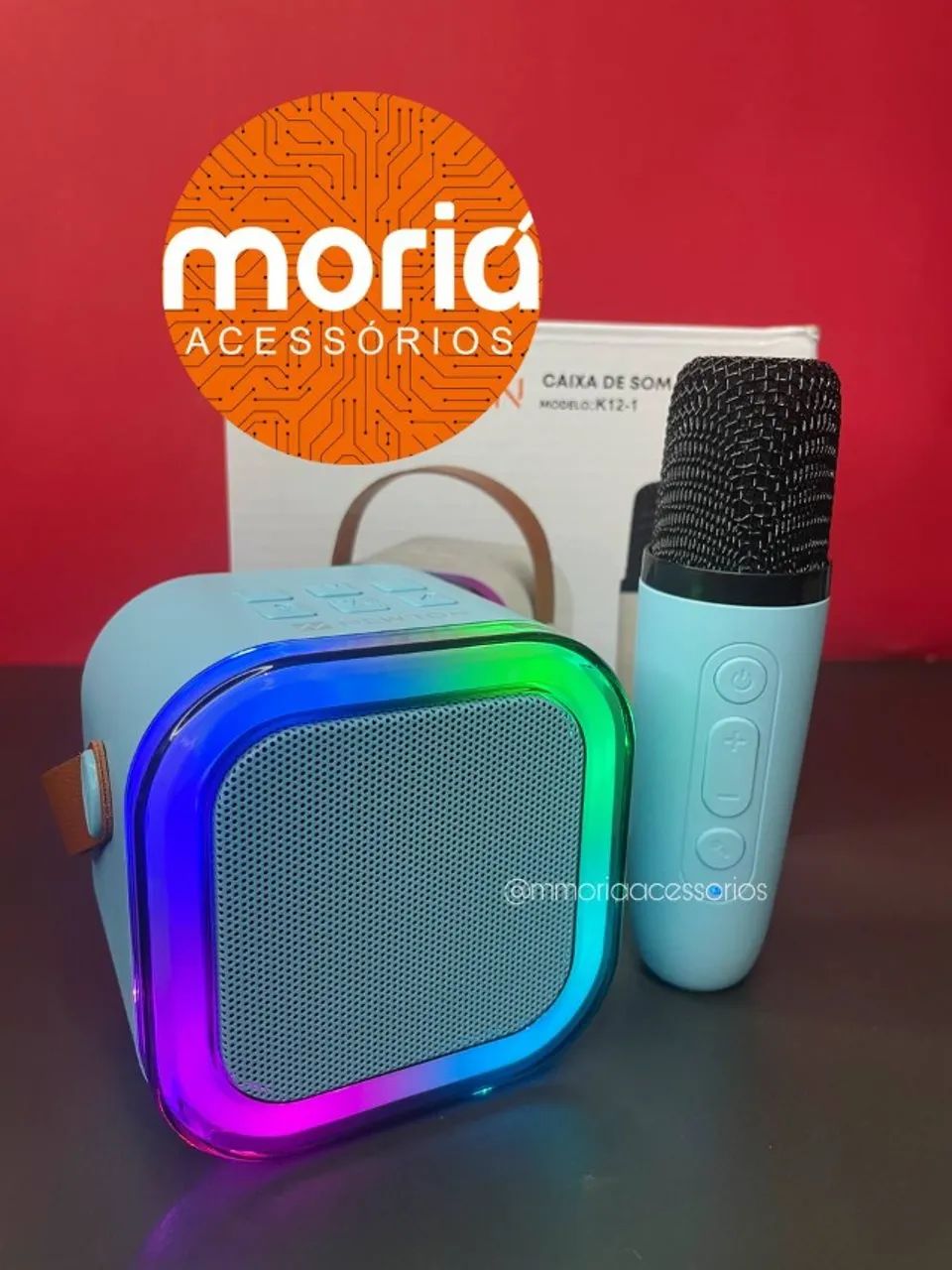 Mini Caixa de Som Karaokê  Bluetooth com Microfone Muda A Voz Led  - Foto 2