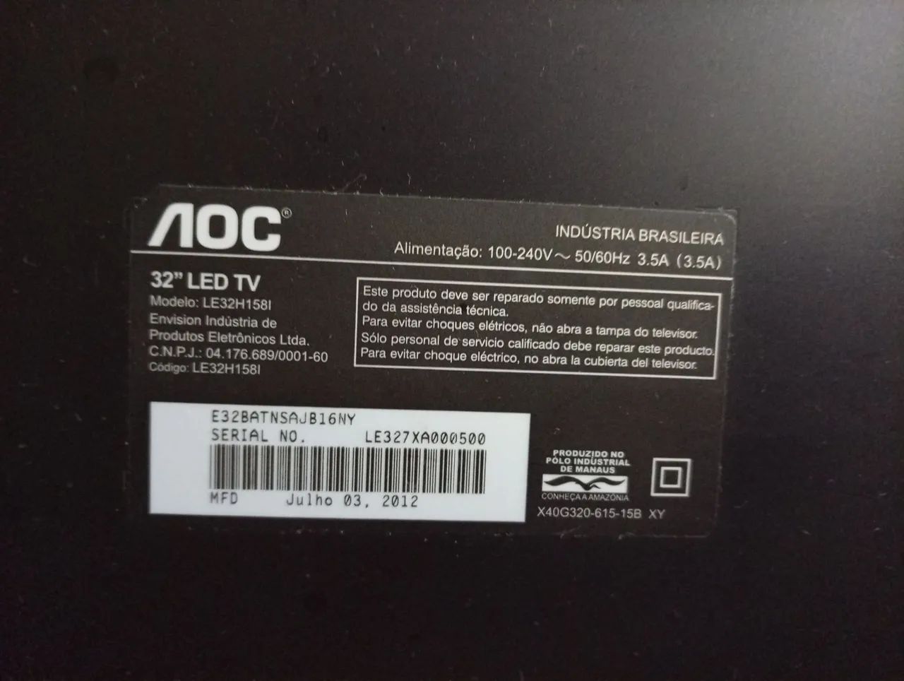 Tv 32 polegadas AOC para retirada de peças  - Foto 3
