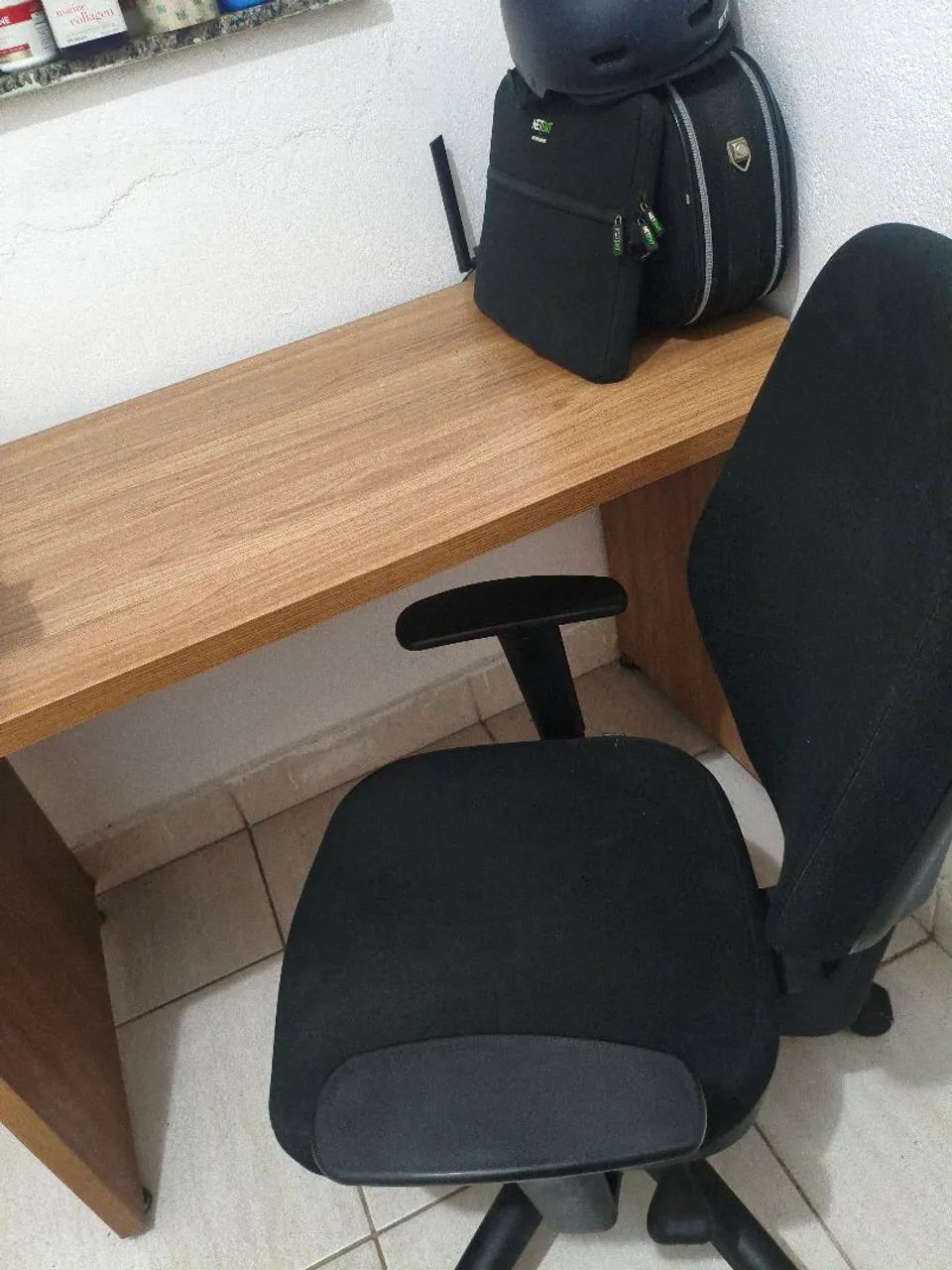 Cadeira Pc + Mesa Madeira