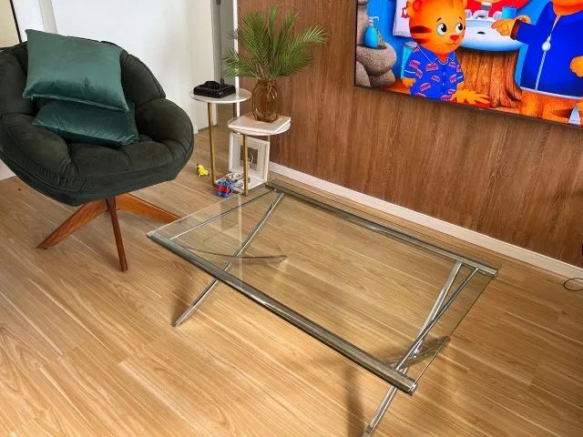 Mesa de Centro em Vidro Temperado e Base Metálica | Design Moderno | Sem Arranhões - Foto 2