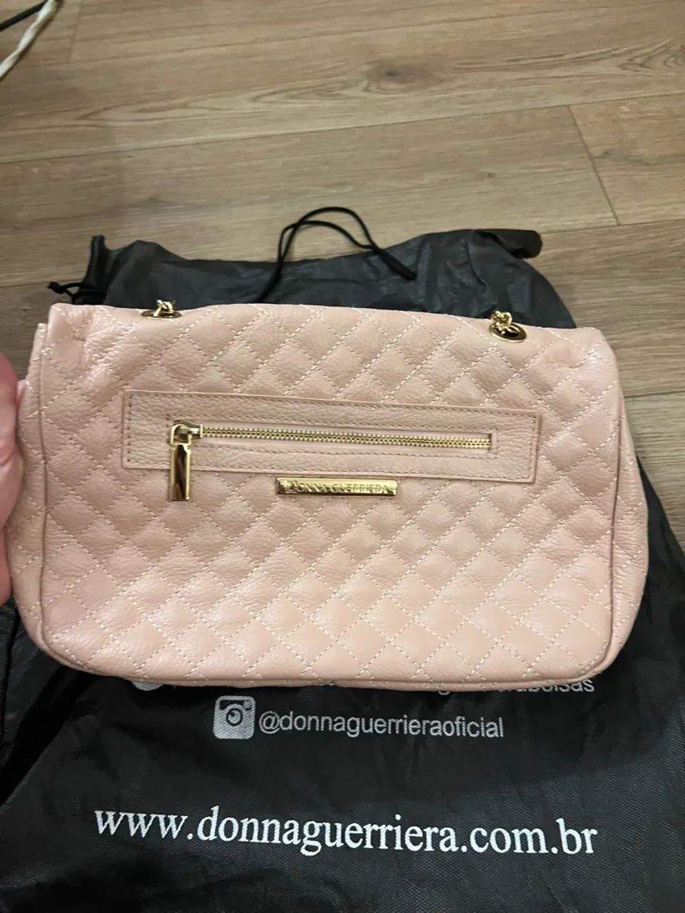 Bolsa de Couro Legítimo Donna Guerriera - Nude / Matelassê - Foto 2
